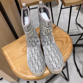 Dior Embroidered Lamb Boots Gray