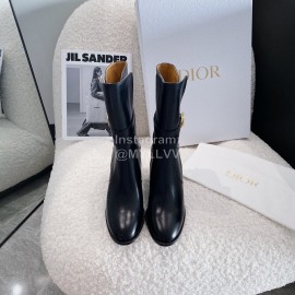 Dior Black Leather High Heeled Boots