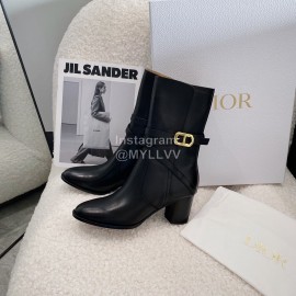 Dior Black Leather High Heeled Boots