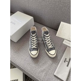 Dior Co Branded Converse High Top Canvas Shoes Gray