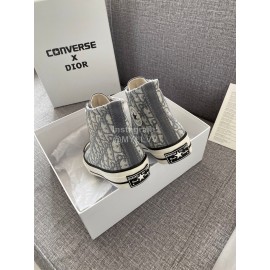 Dior Co Branded Converse High Top Canvas Shoes Gray