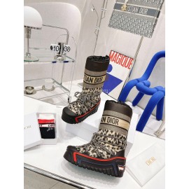 Dior Winter Nylon Oblique Printed Thick Soled Boots For Women
