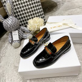 Dior Autumn Winter New Cowhide Loafers For Women Black