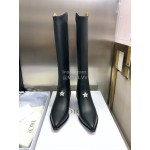 Dior Autumn And Winter Cowhide Thick Heel Pointed Boots For Women