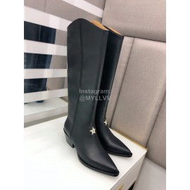 Dior Autumn And Winter Cowhide Thick Heel Pointed Boots For Women