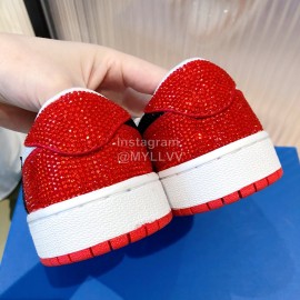 Dior Co Branded Aj Diamond Sneakers For Women Red