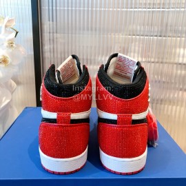 Dior Co Branded Aj Diamond High Top Sneakers For Women Red