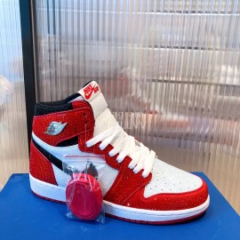 Dior Co Branded Aj Diamond High Top Sneakers For Women Red