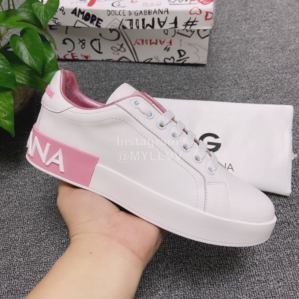 Dolce Gabbana Silk Leather Casual Shoes Pink For Men And Women 