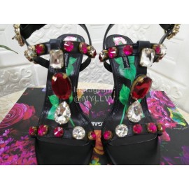Dolce Gabbana Diamond Sheepskin High Heel Sandals For Women Black