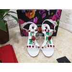 Dolce Gabbana Diamond Sheepskin High Heel Sandals For Women White