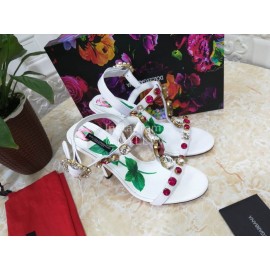 Dolce Gabbana Diamond Sheepskin High Heel Sandals For Women White