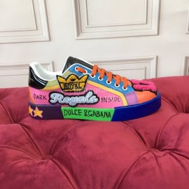 Dolce Gabbana New Color Printing Silk Leather Casual Shoes For Men And Women