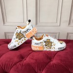 Dolce Gabbana Fashion Graffiti Leather Casual Shoes For Men And Women Orange
