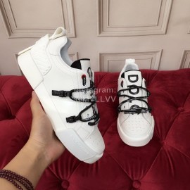 Dolce Gabbana Fashion White Silk Leather Casual Sneakers For Men And Women