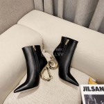 Dolce Gabbana Winter Cowhide High Heel Pointed Boots For Women Black