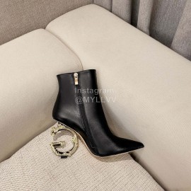 Dolce Gabbana Winter Cowhide High Heel Pointed Boots For Women Black
