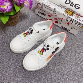 Dolce Gabbana Fashion Silk Leather Casual Shoes Orange For Men And Women