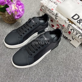 Dolce Gabbana Fashion Black Silk Leather Casual Shoes For Men And Women
