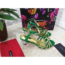 Dolce Gabbana Soft Sheepskin High Heel Sandals For Women Green