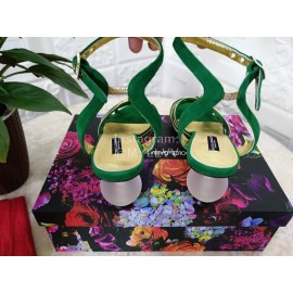 Dolce Gabbana Soft Sheepskin High Heel Sandals For Women Green