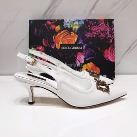 Dolce Gabbana Soft Sheepskin High Heels Sandals For Women White