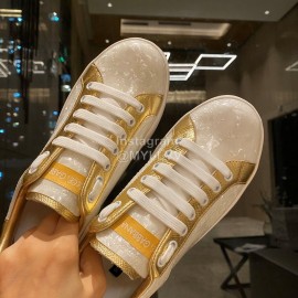 Dolce Gabbana Fashion Silk Leather Casual Shoes For Men And Women Gold