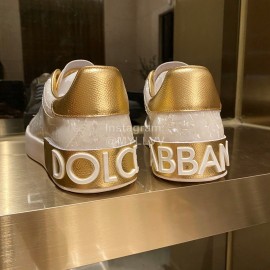 Dolce Gabbana Fashion Silk Leather Casual Shoes For Men And Women Gold