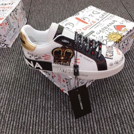 Dolce Gabbana Fashion Silk Leather Crown Casual Shoes For Men And Women