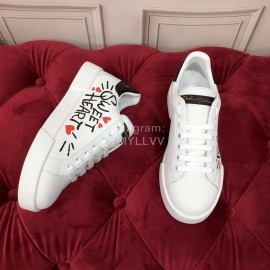 Dolce Gabbana Fashion Letter Printed Silk Leather Casual Shoes For Men And Women