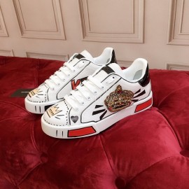 Dolce Gabbana New Crown Sequin Silk Leather Casual Shoes For Men And Women