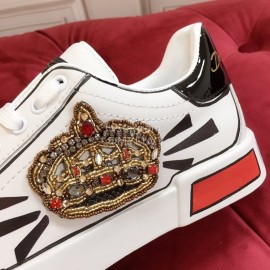 Dolce Gabbana New Crown Sequin Silk Leather Casual Shoes For Men And Women