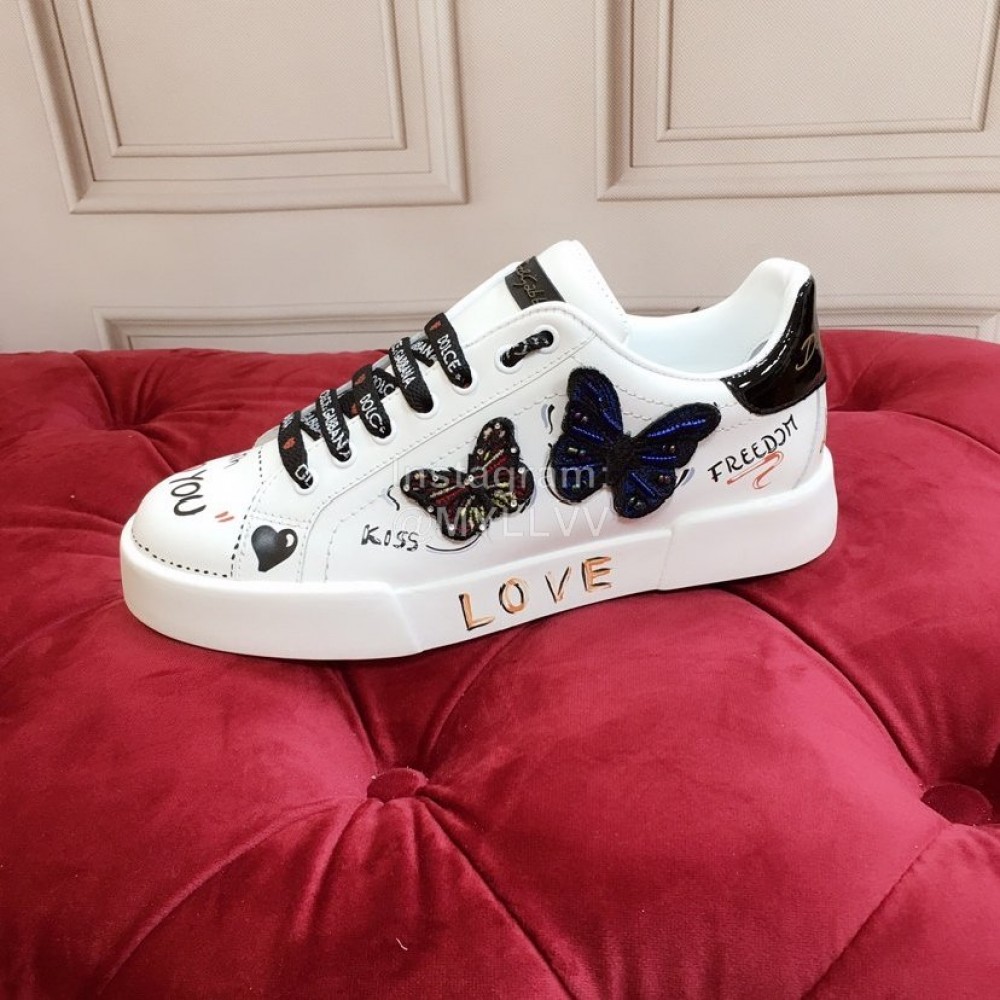 Dolce Gabbana New Butterfly Silk Leather Casual Shoes For Men And Women