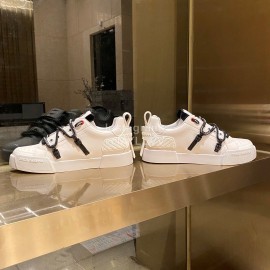 Dolce Gabbana White Silk Leather New Casual Shoes For Men And Women