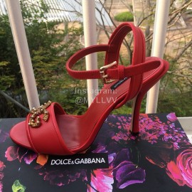 Dolce Gabbana Cowhide High Heeled Sandals For Women Red