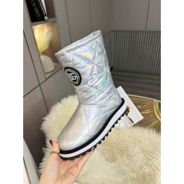 Dolce Gabbana Waterproof Warm Down Boots Silver For Women
