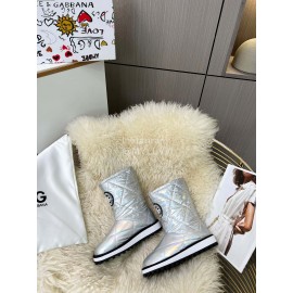 Dolce Gabbana Waterproof Warm Down Boots Silver For Women