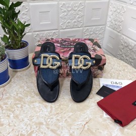 Dolce Gabbana Denim Sheepskin Flip Flops For Women 