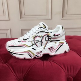 Dolce Gabbana Silk Leather Sneakers For Men And Women Pink