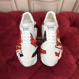 Dolce Gabbana Silk Leather Sneakers For Men And Women Red