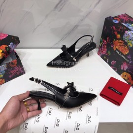 Dolce Gabbana Cowhide Pointed High Heels For Women Black