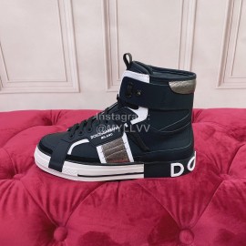 Dolce Gabbana Silk Leather High Top Sneakers For Women Black