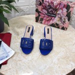 Dolce Gabbana Cowhide Thick High Heeled Slippers For Women Blue