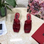 Dolce Gabbana Patent Leather High Heeled Slippers For Women Red
