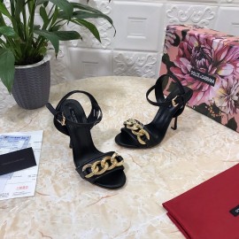 Dolce Gabbana Cowhide High Heeled Sandals For Women Black