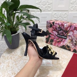 Dolce Gabbana Cowhide High Heeled Sandals For Women Black