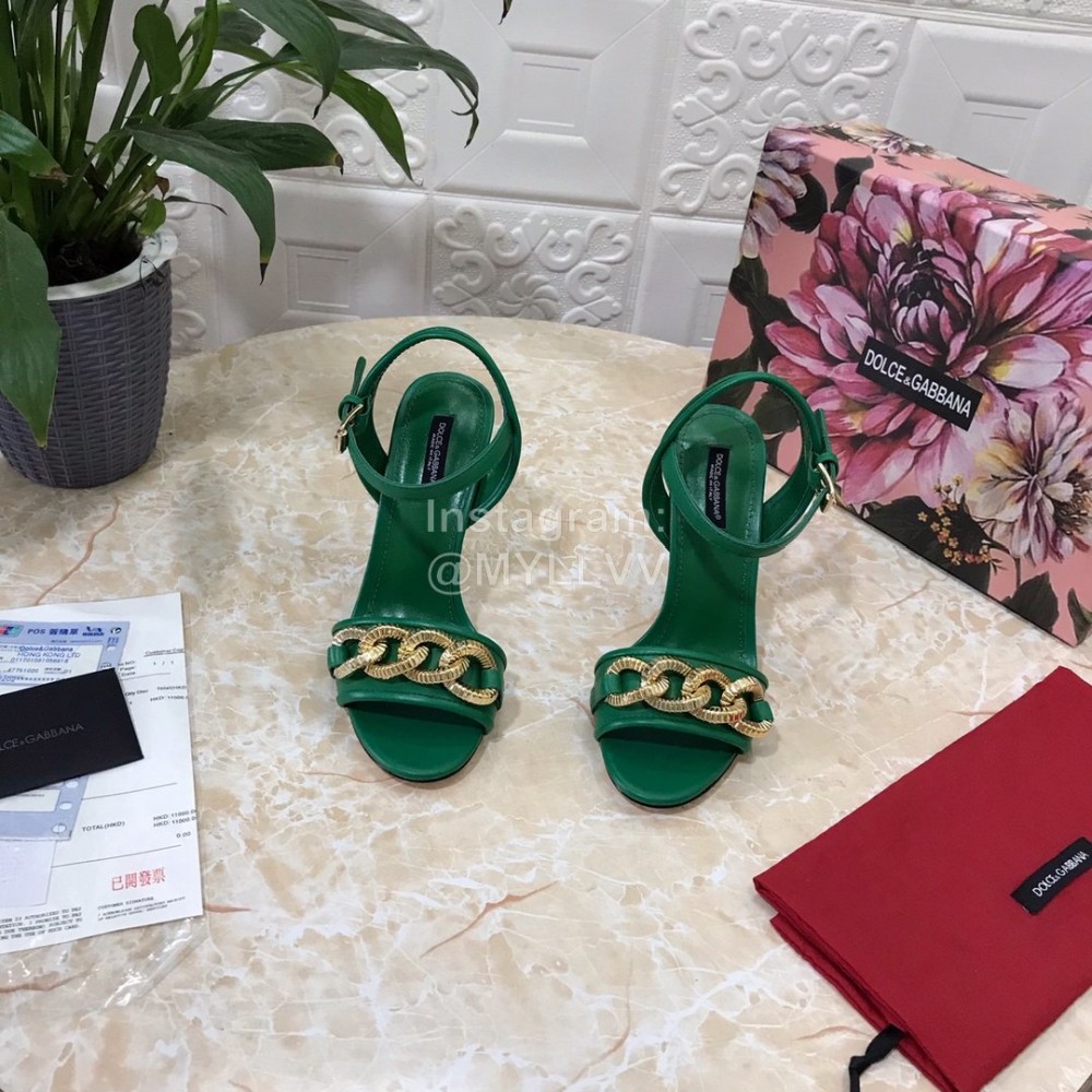 Dolce Gabbana Cowhide High Heeled Sandals For Women Green