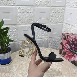 Dolce Gabbana Cowhide Diamond High Heeled Sandals For Women Black
