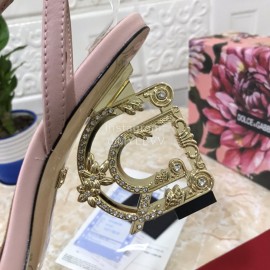 Dolce Gabbana Cowhide Diamond High Heeled Sandals For Women Pink