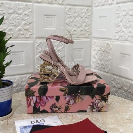 Dolce Gabbana Cowhide Diamond High Heeled Sandals For Women Pink